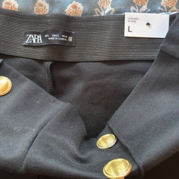 ✨ NWT Zara //High-Waisted Button Leggings// Black// Size L ✨ - Picture 4 of 9